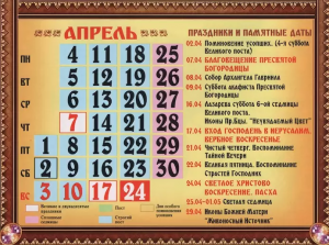 церковные праздники в апреле 2022 года календарь